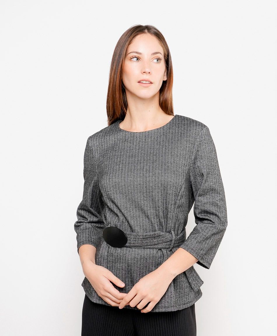 Polera mujer lazo cintura