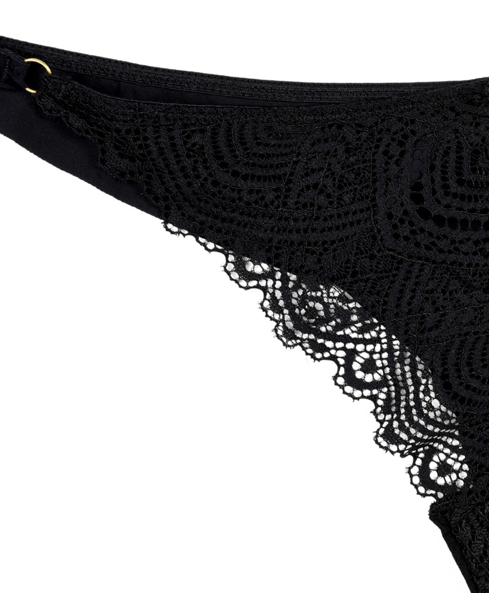 Tanga mujer encajes argollas negro Tanga mujer encajes argollas negro