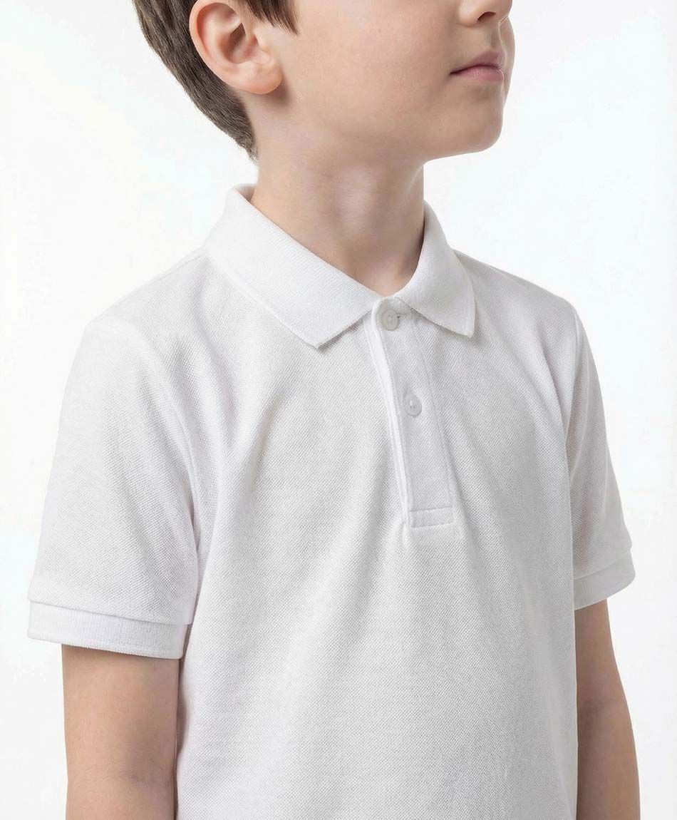 Polera escolar cuello polo blanca
