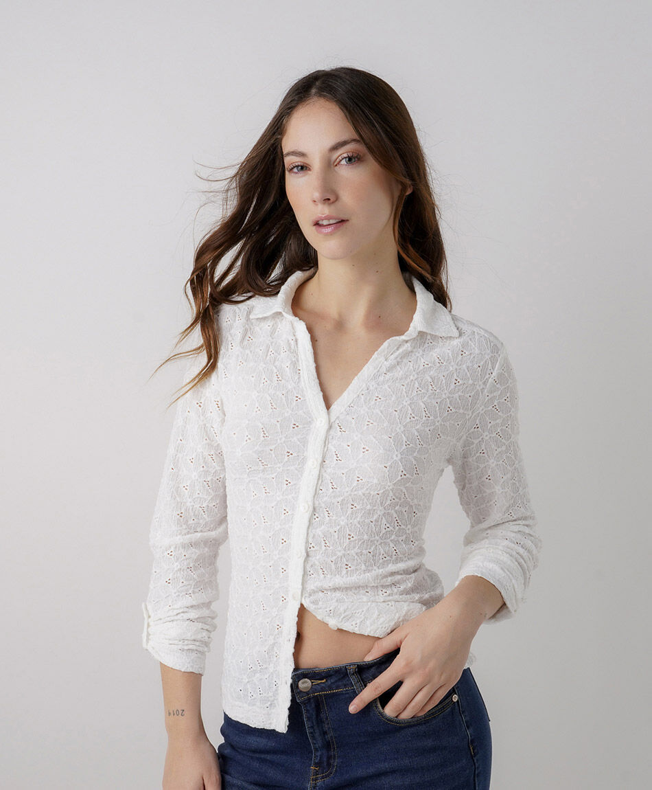 Blusa mujer flores bordadas