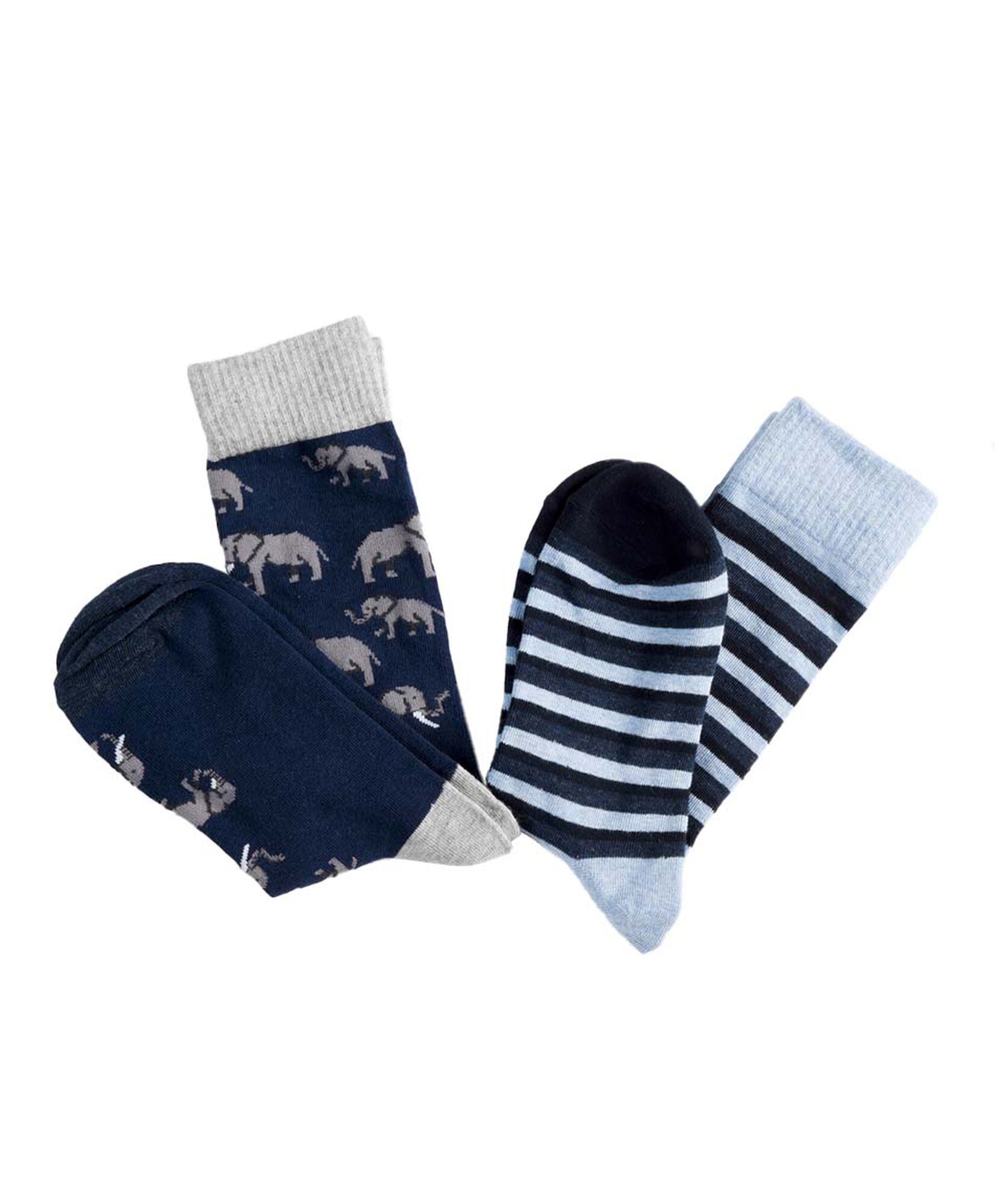 Pack 2 calcetines hombre líneas y elefantes Pack 2 calcetines hombre líneas y elefantes