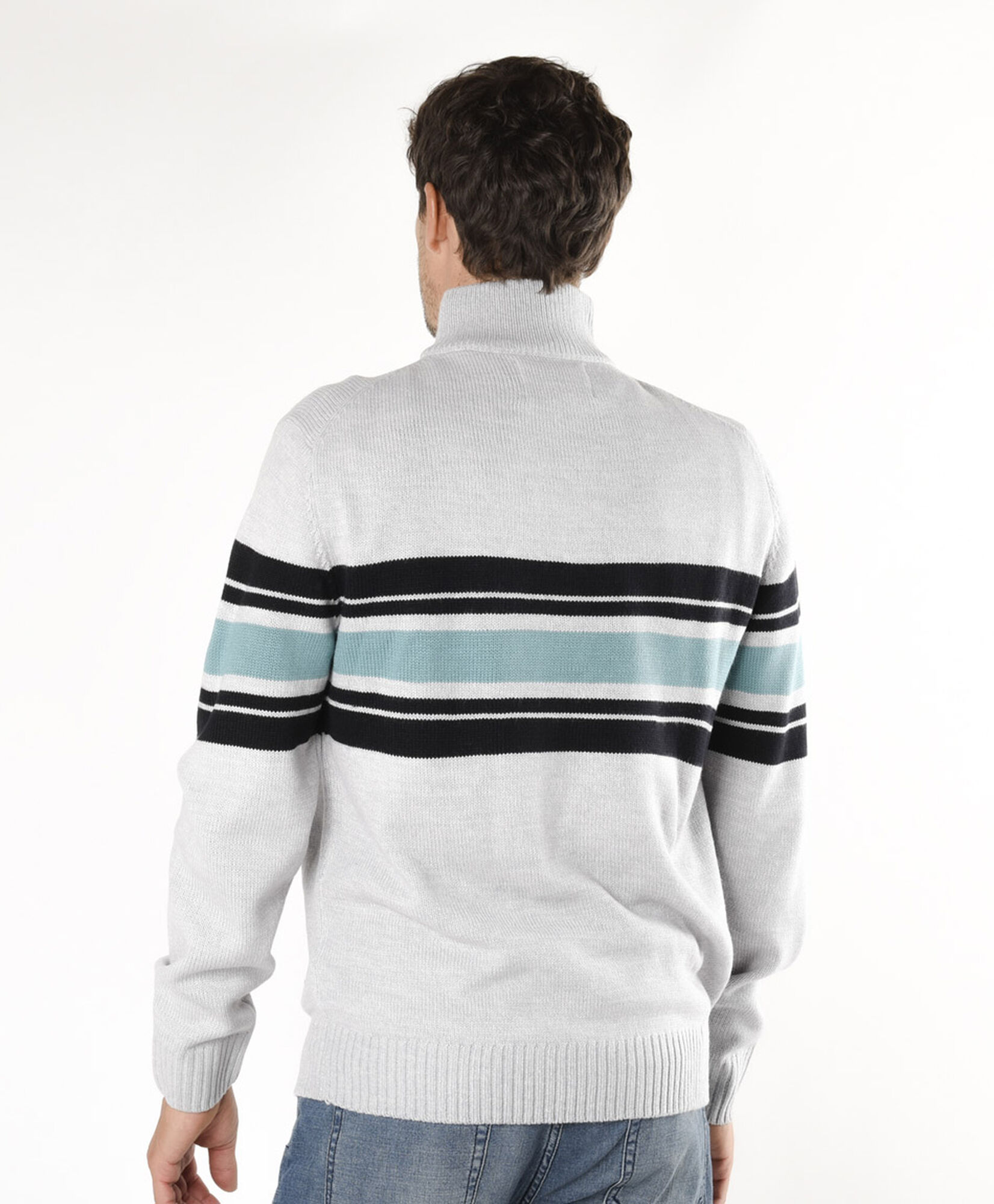 Sweater hombre líneas tricolor gris Sweater hombre líneas tricolor gris