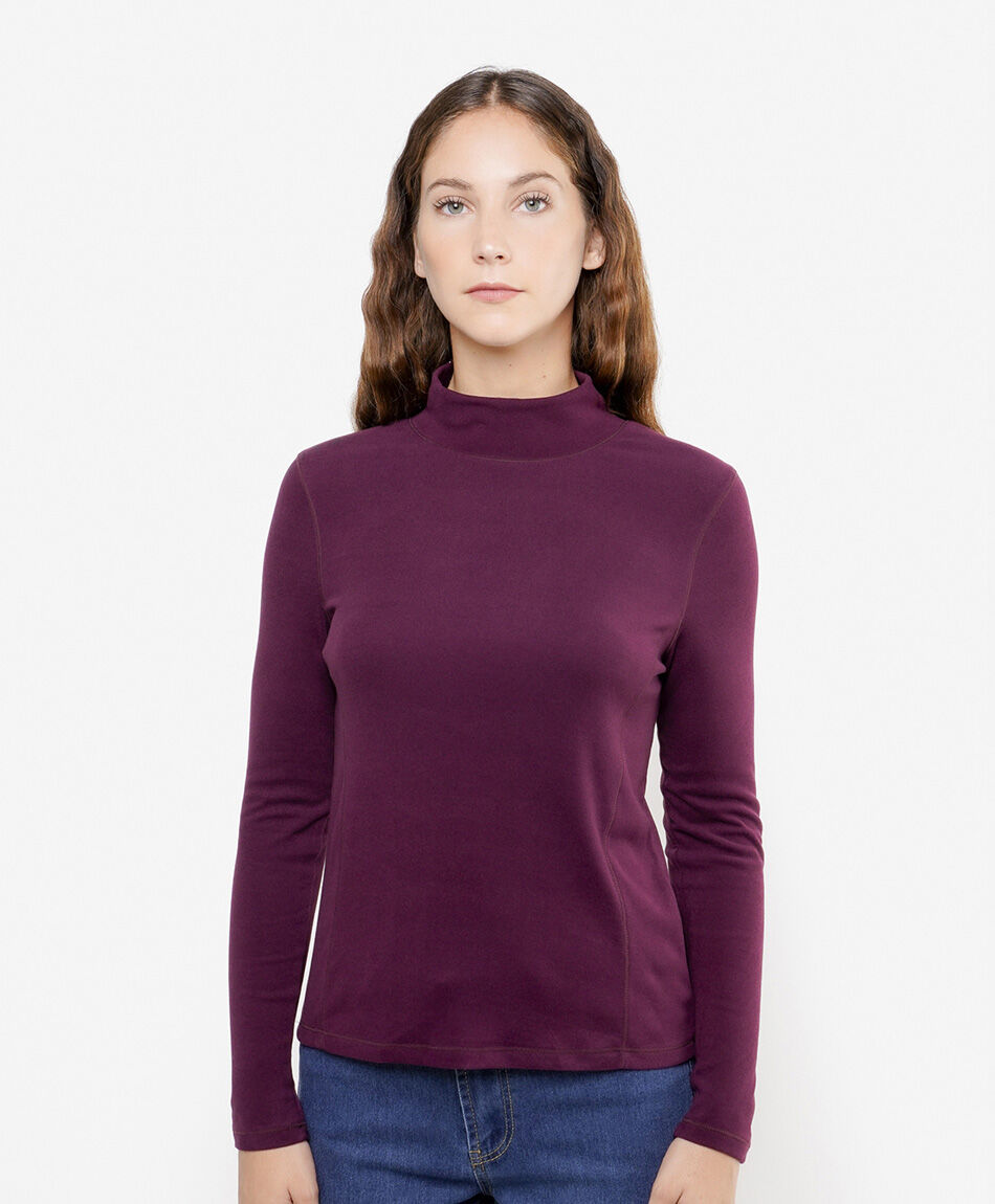 Polera mujer lisa cuello medio