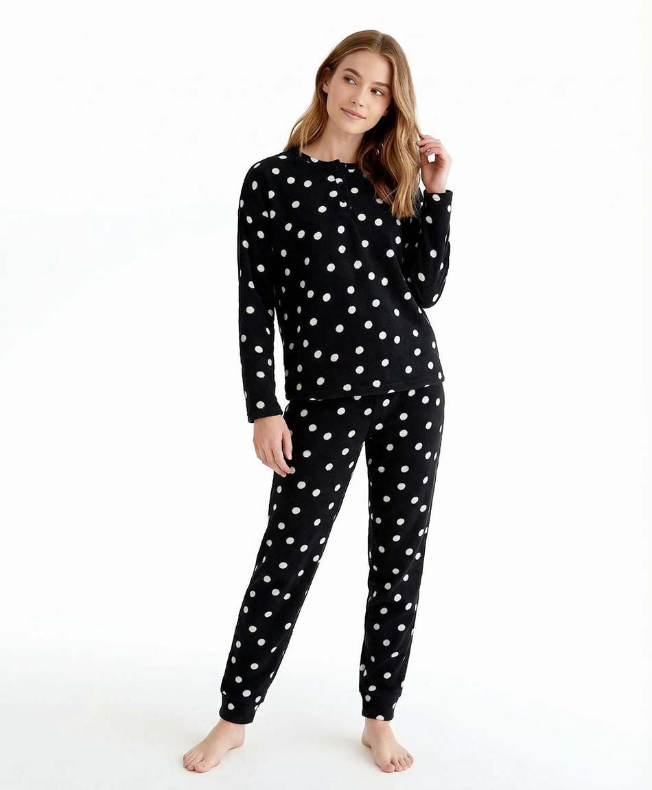 Pijama mujer micro lunares white
