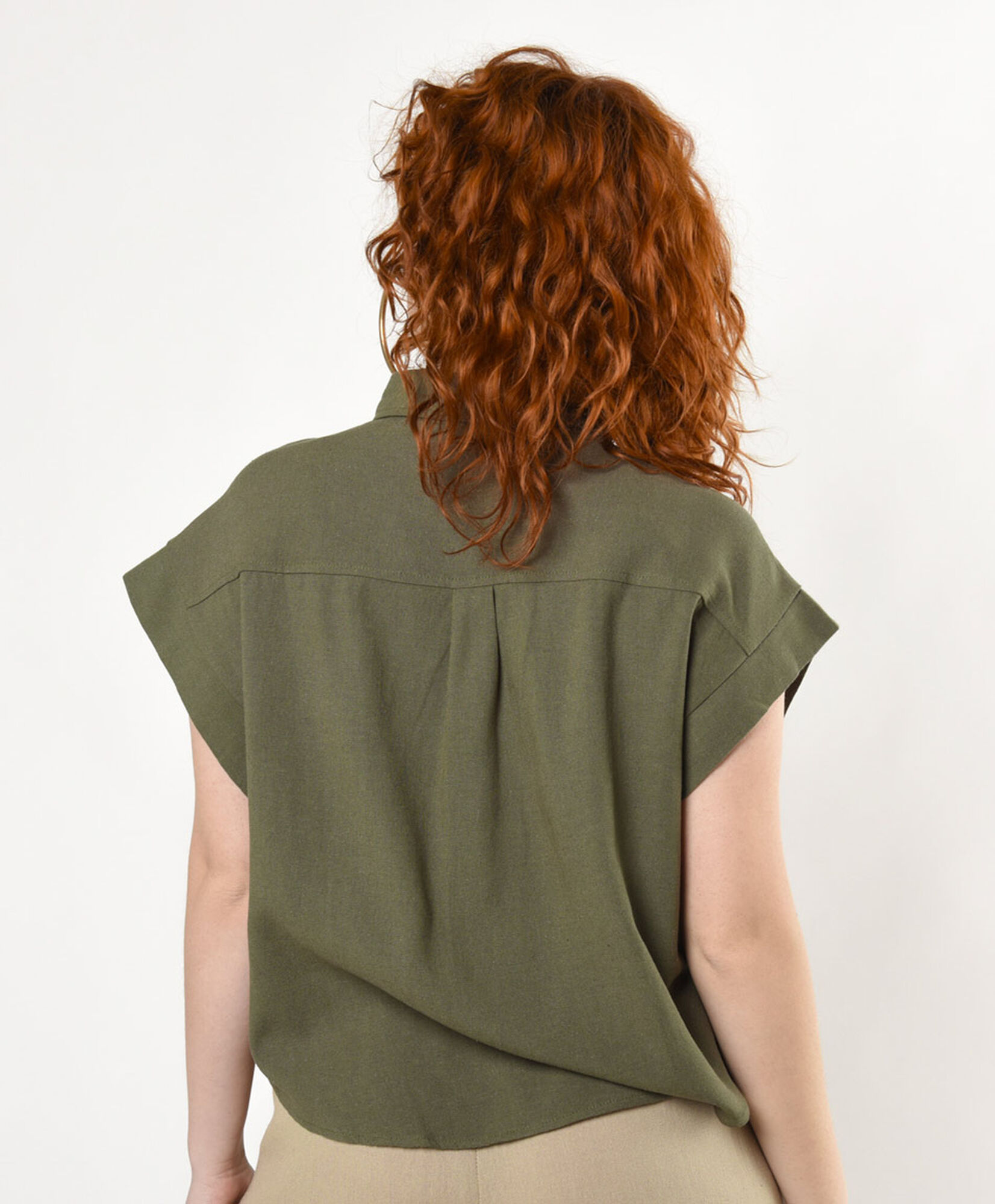 Blusa mujer bolsillo mini manga Blusa mujer bolsillo mini manga