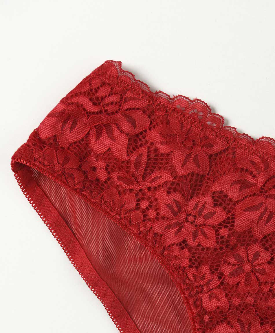 Pantaleta mujer encaje mesh rojo