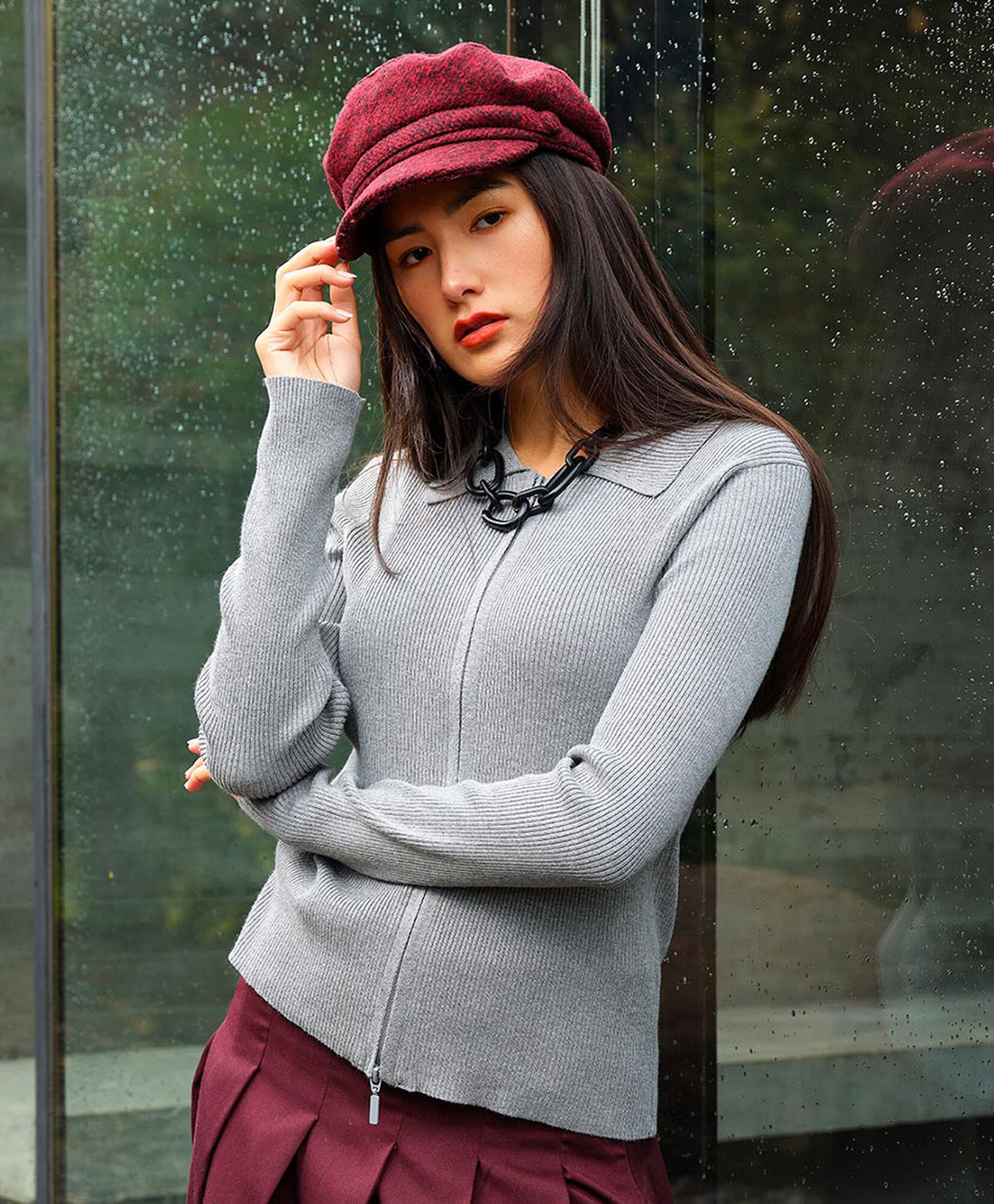 Cardigan mujer acanalado cierre y cuello Cardigan mujer acanalado cierre y cuello