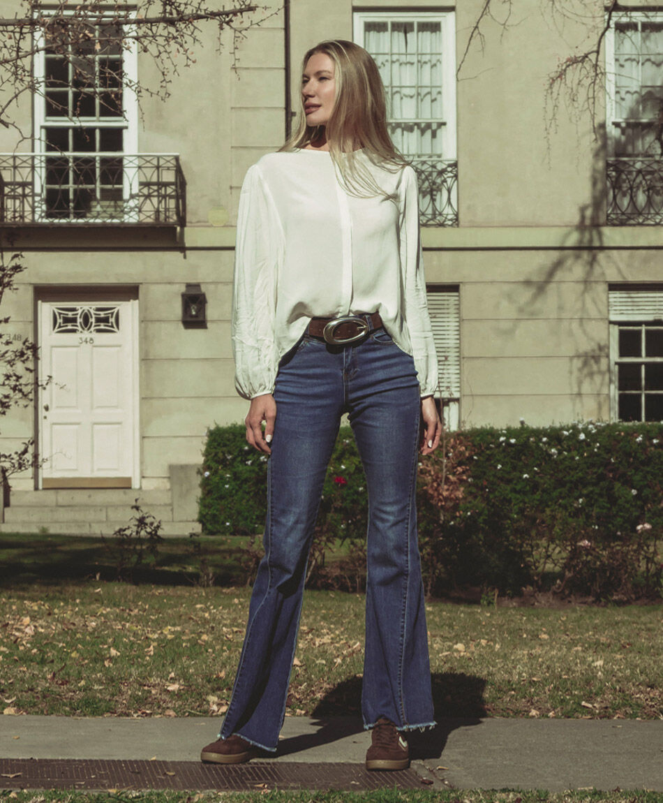 Jeans mujer flare azul