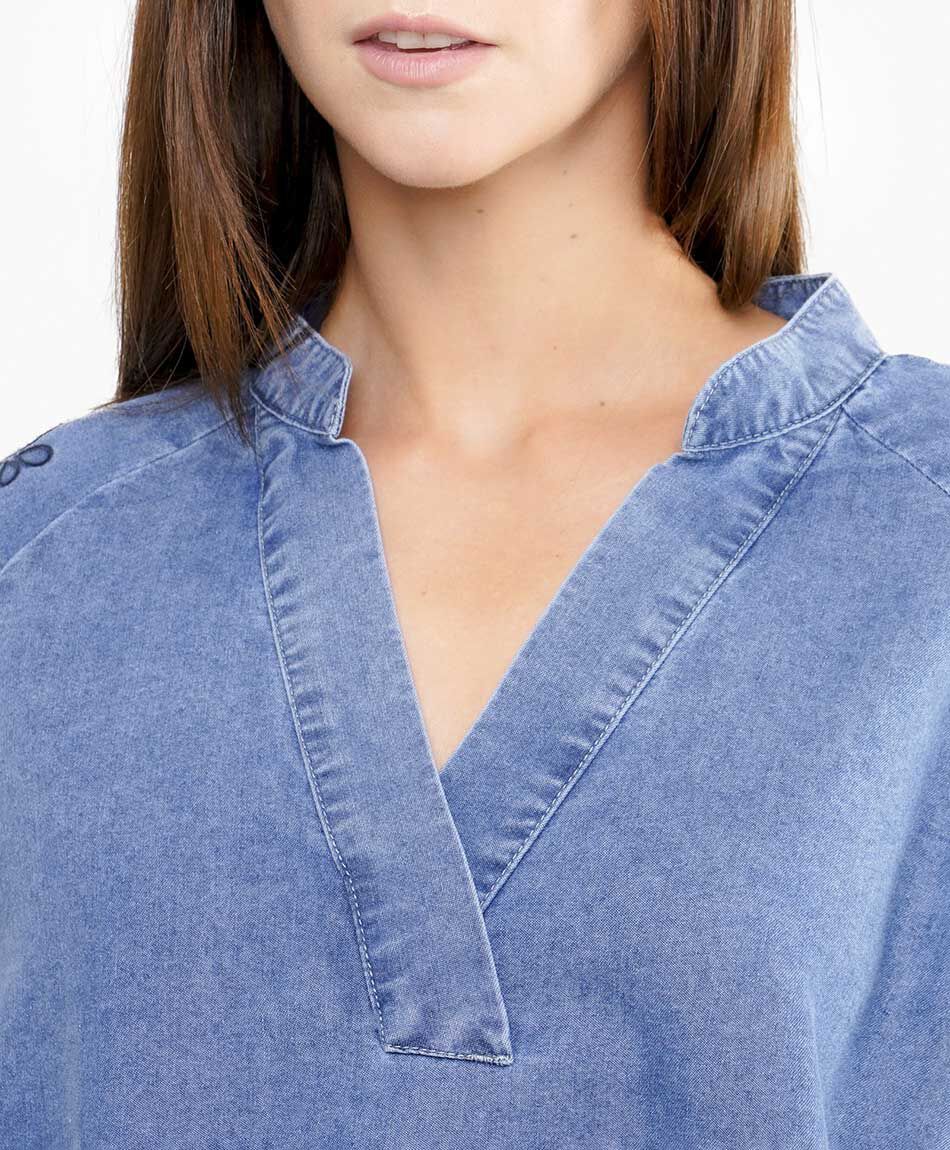 Blusa mujer denim azul