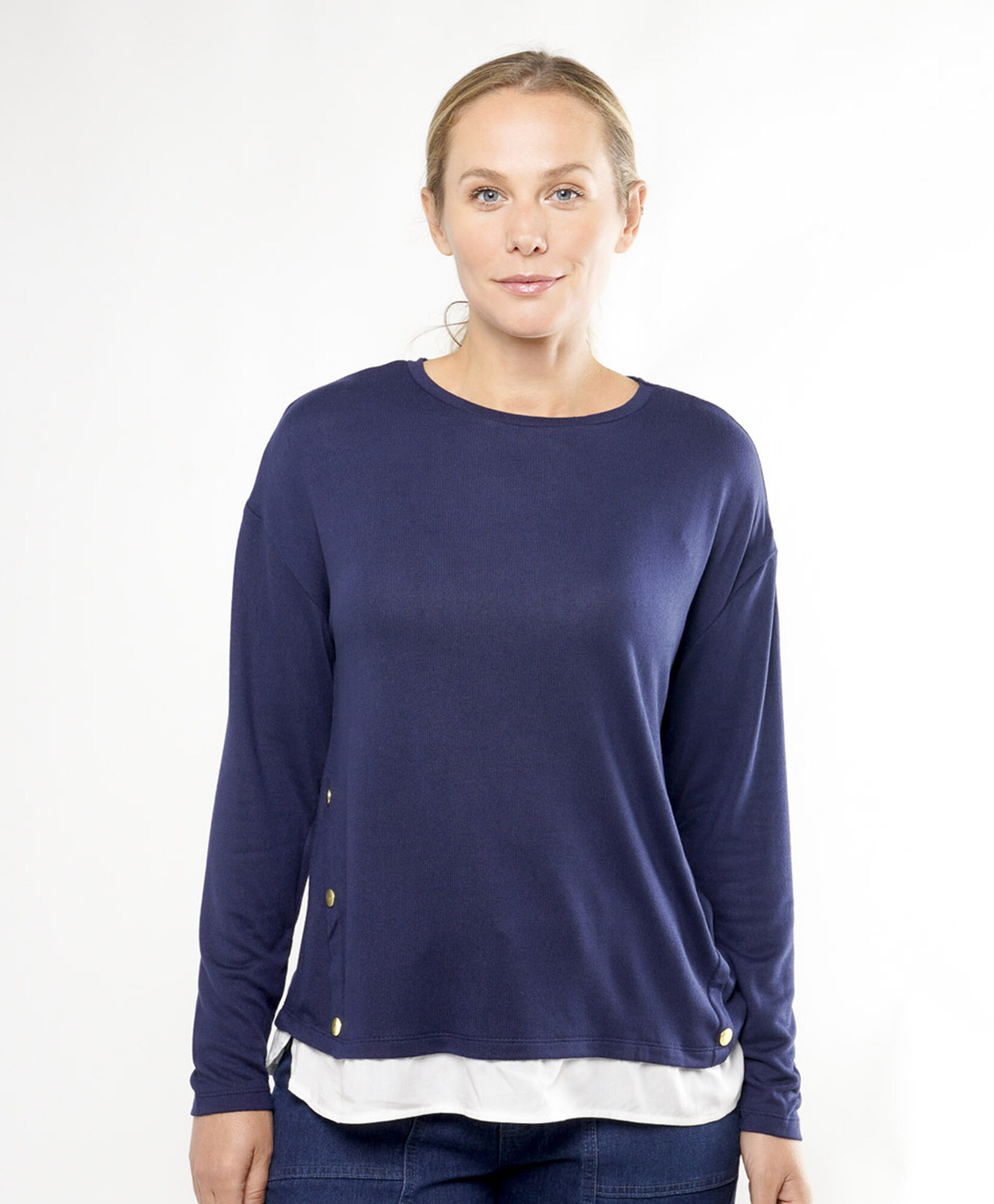 Polera mujer mix botones Polera mujer mix botones