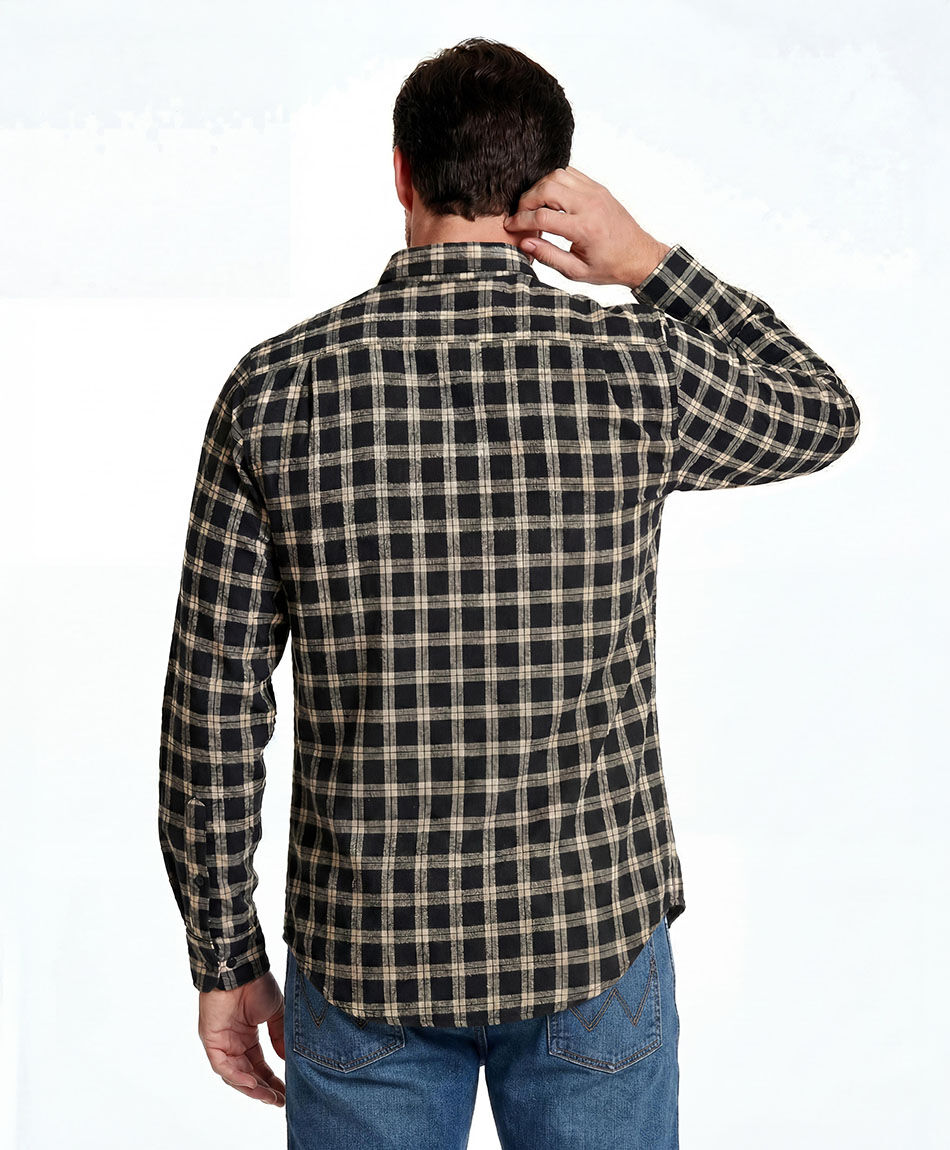 Camisa hombre franela beige
