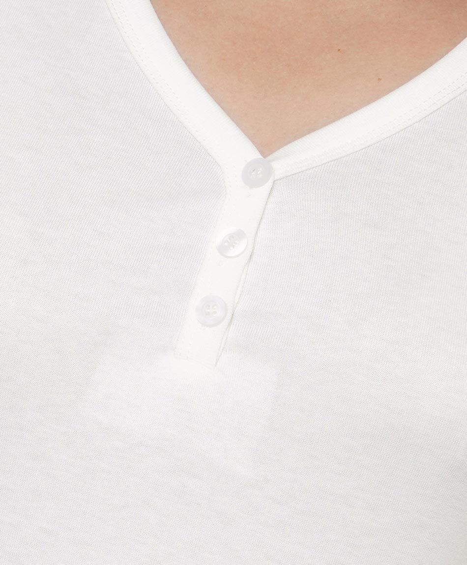 Polera mujer cuello botones white
