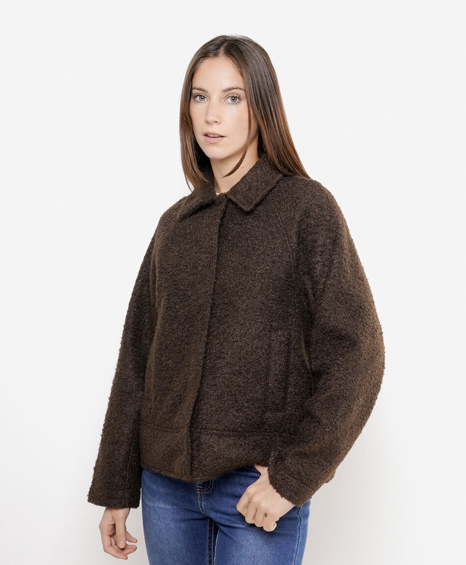 Chaqueta mujer textura caf&eacute;