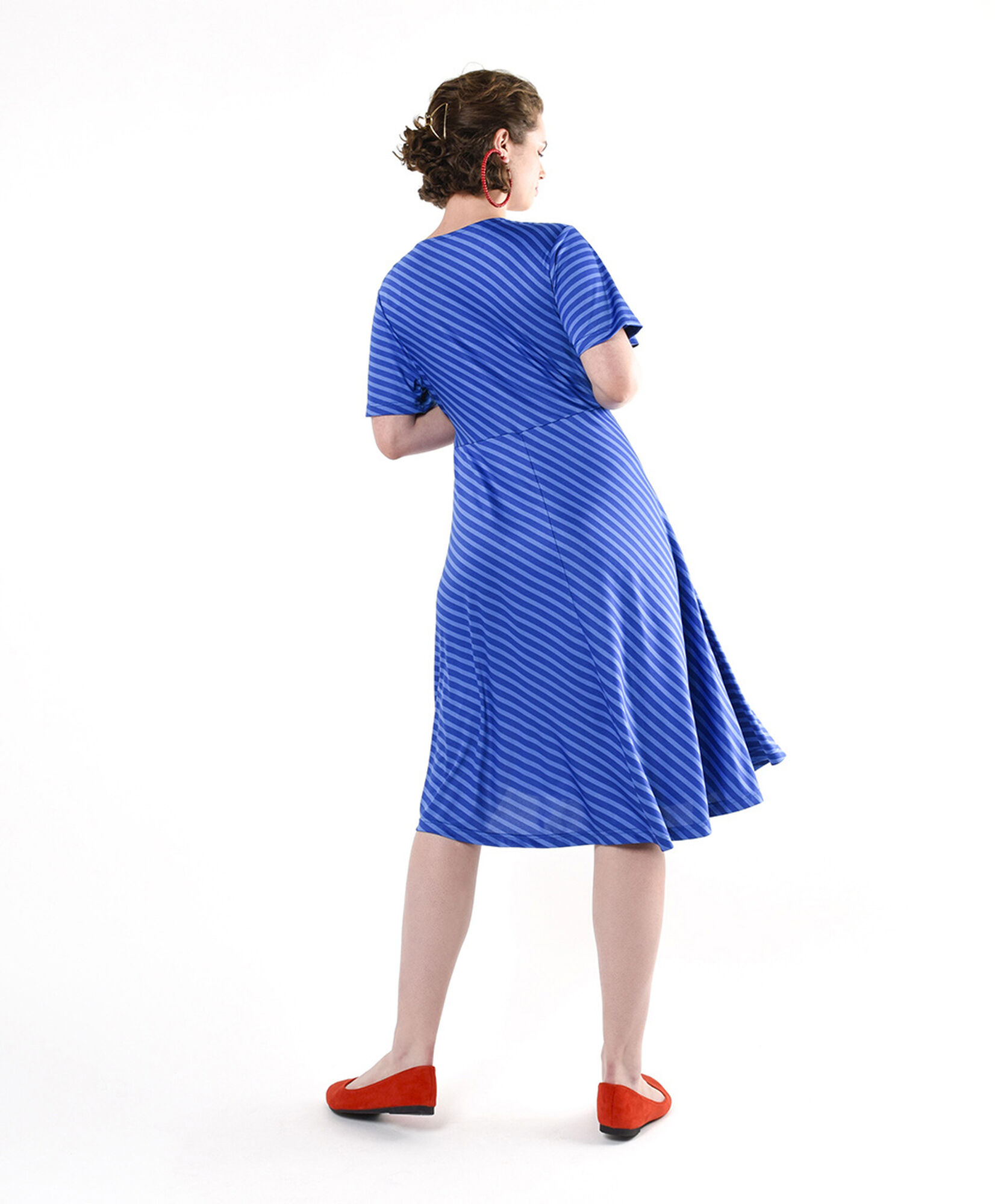 Vestido mujer cruzado líneas azul Vestido mujer cruzado líneas azul