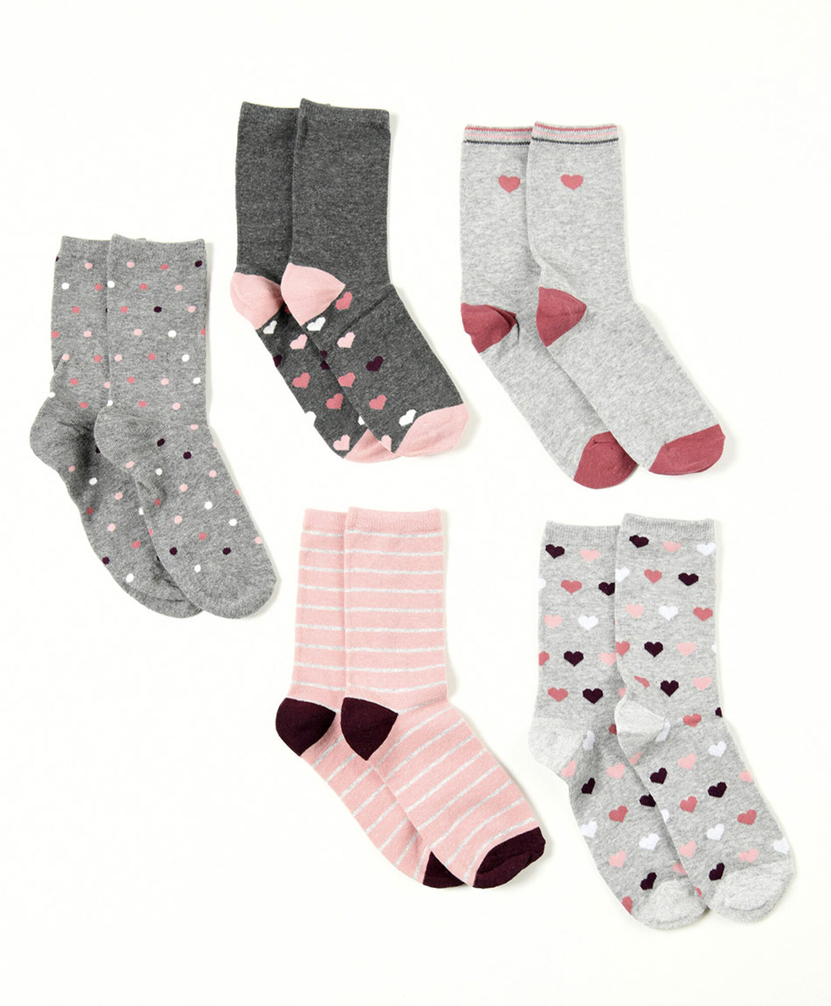 Pack 5 calcetines mujer corazones largos Pack 5 calcetines mujer corazones largos