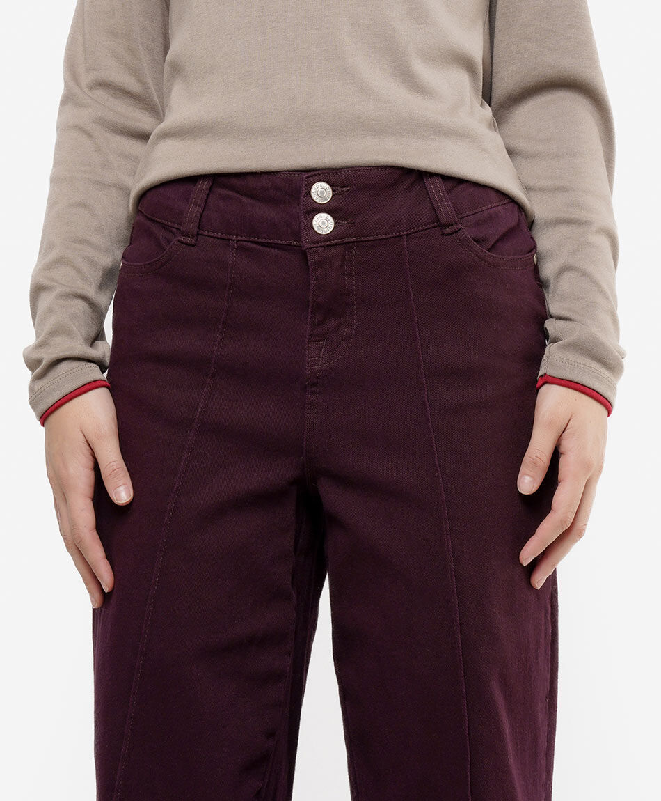 Jeans mujer wide leg costuras verticales