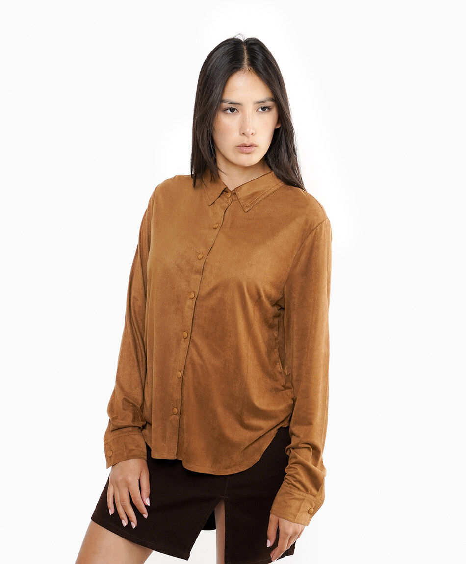 Blusa mujer minimalista camel