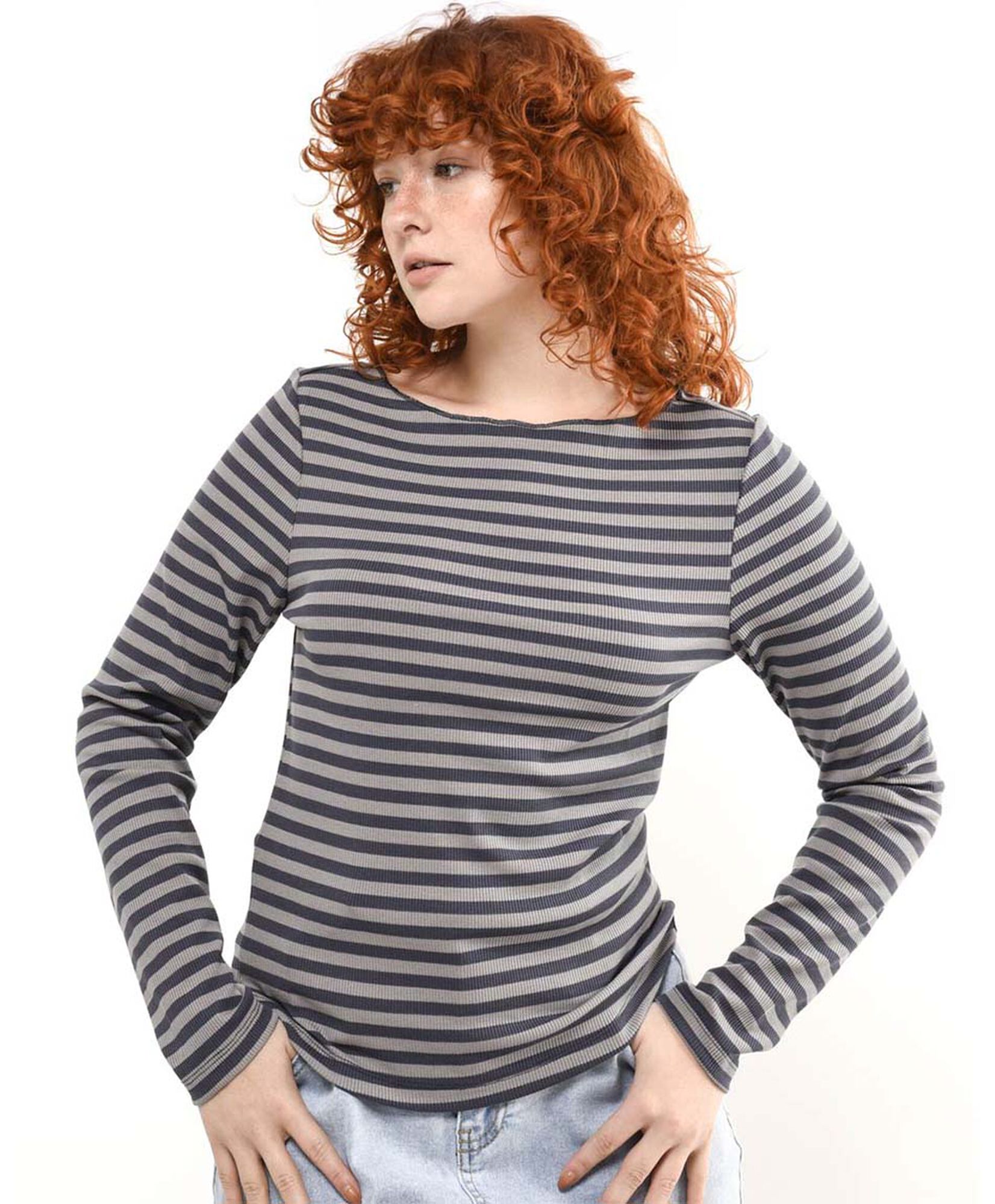 Polera mujer rayas canalé Polera mujer rayas canalé