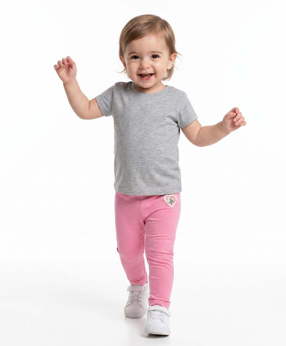 Leggins beb&eacute; parche coraz&oacute;n flores