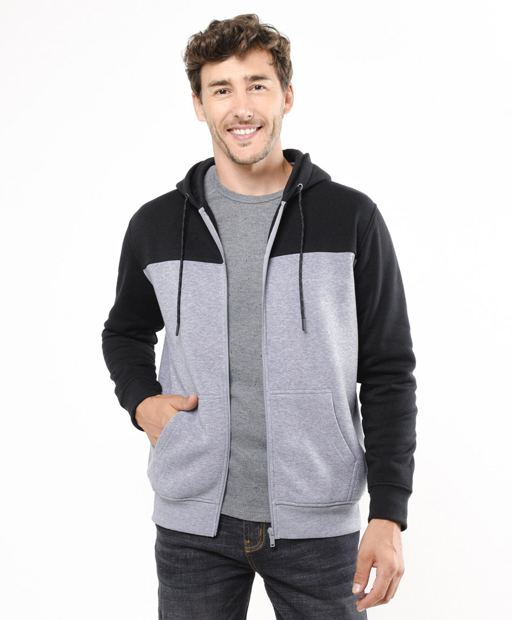 Polerón hombre gris y negro Polerón hombre gris y negro