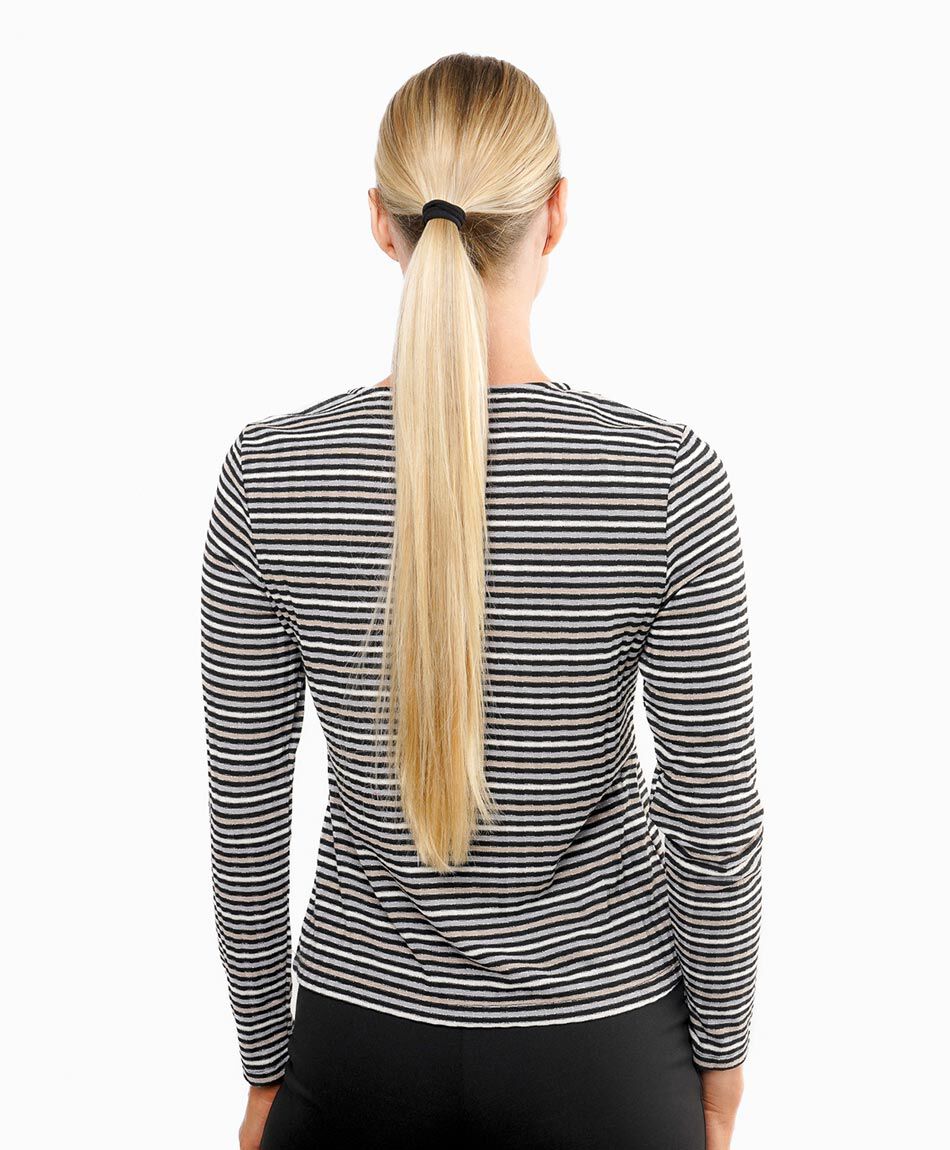 Polera mujer cl&aacute;sica rayas blanco y negro