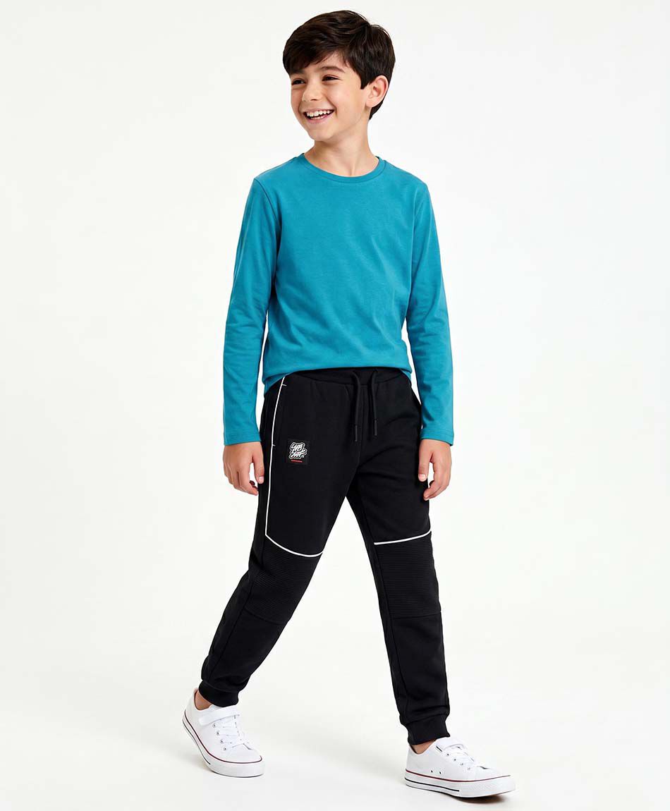 Pantal&oacute;n buzo ni&ntilde;o l&iacute;neas contraste