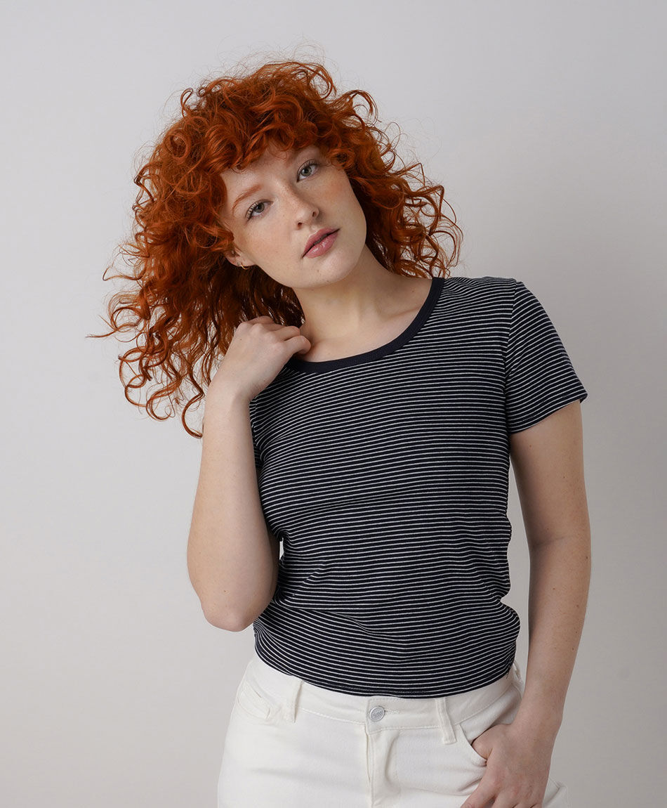 Polera mujer listas bicolor