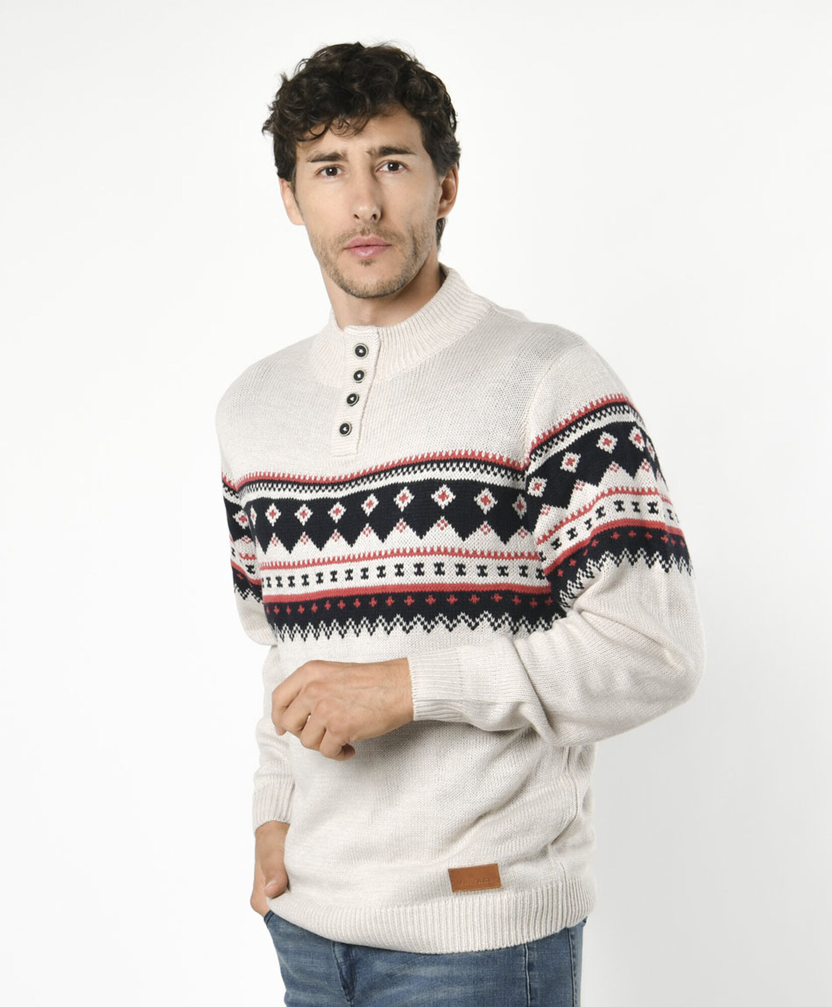 Sweater hombre nordic cuello botones Sweater hombre nordic cuello botones