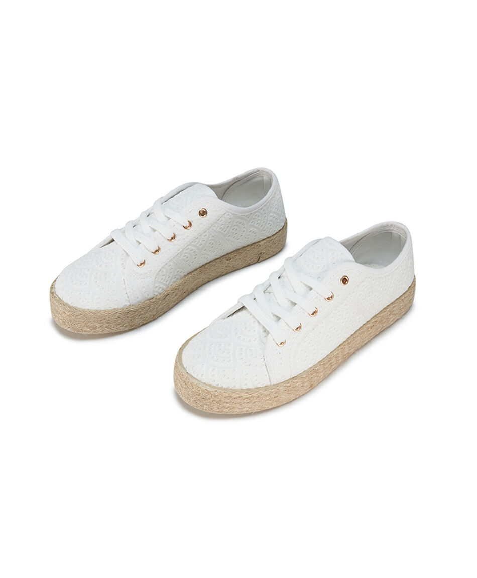 Zapatilla mujer rafia blanca