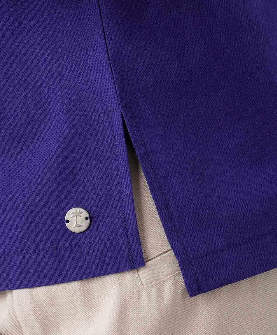 Blusa mujer lino morada bolsillos