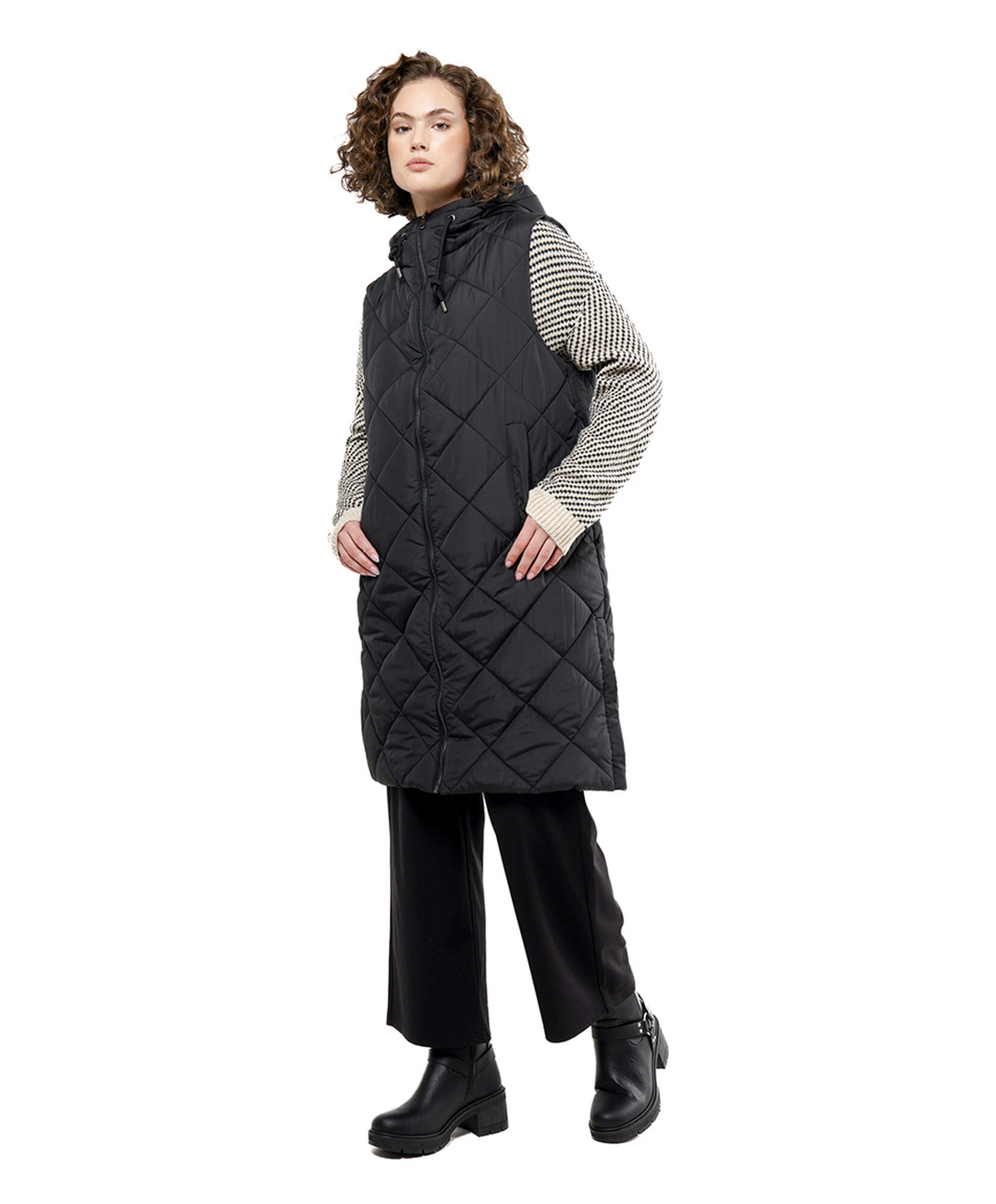 Parka mujer rombos larga sin mangas black Parka mujer rombos larga sin mangas black