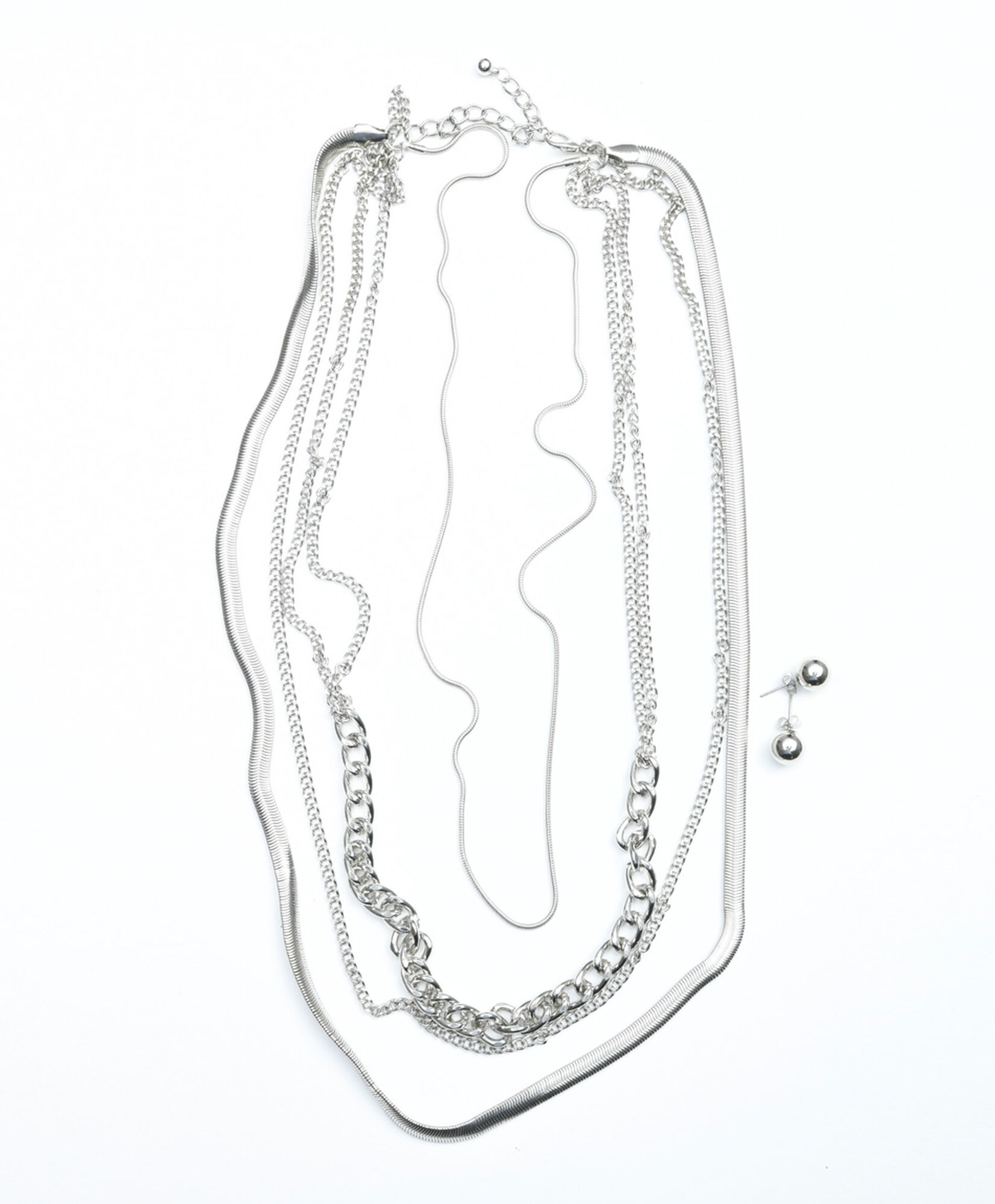 Set collar + aros mujer mix cadenas esferas 3 piezas Set collar + aros mujer mix cadenas esferas 3 piezas