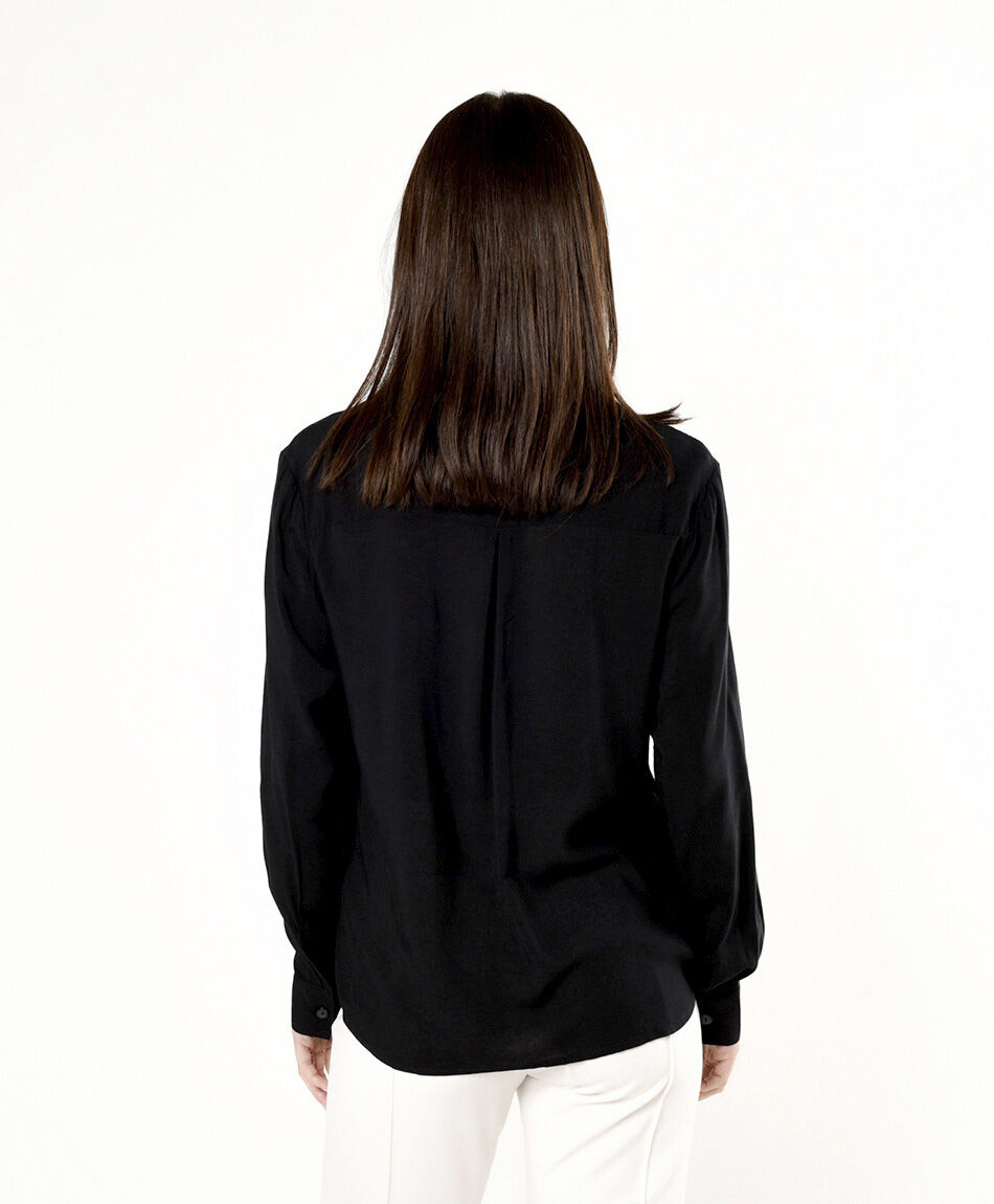 Blusa mujer negra cuello en v