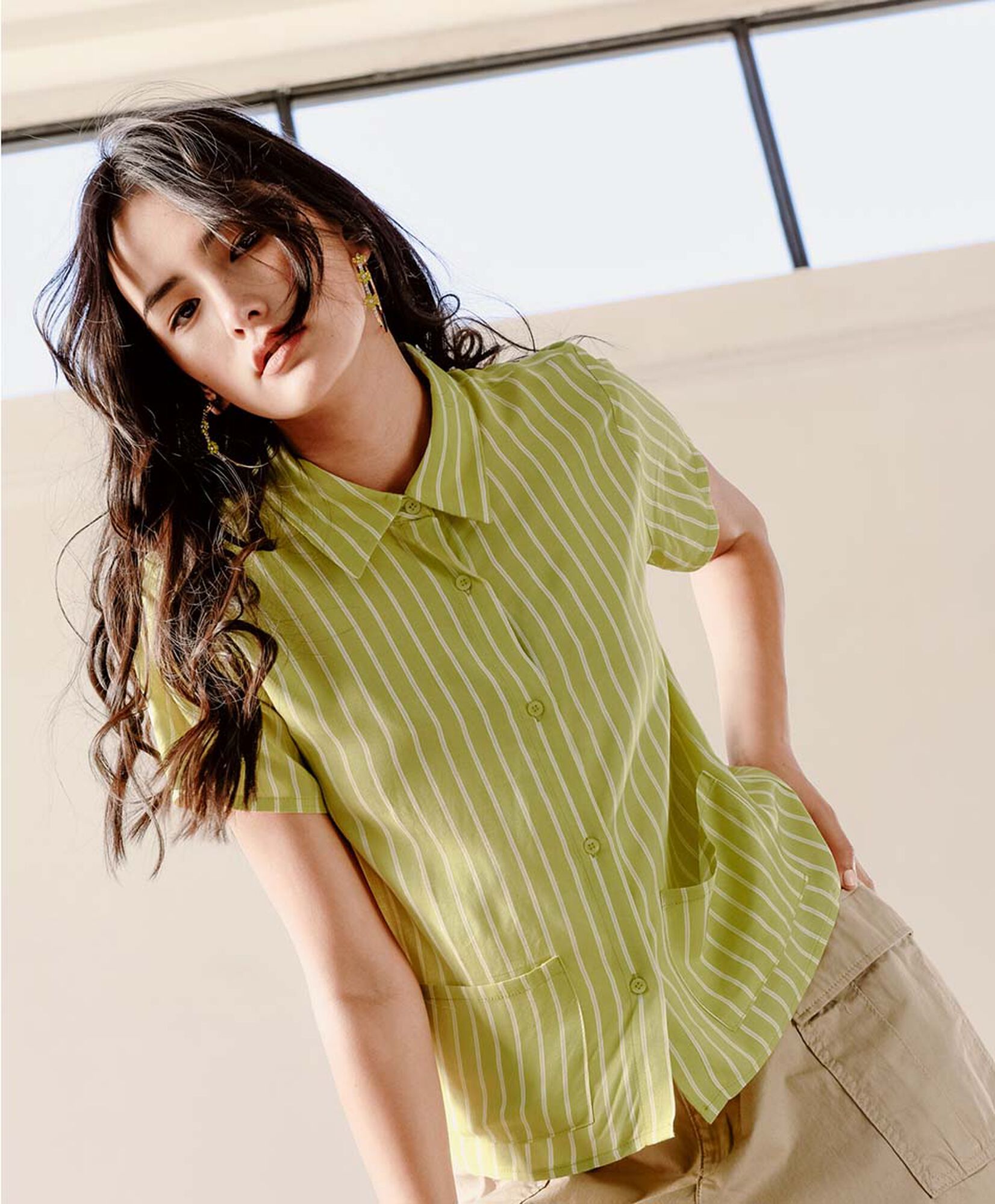 Blusa mujer líneas bolsillos Blusa mujer líneas bolsillos