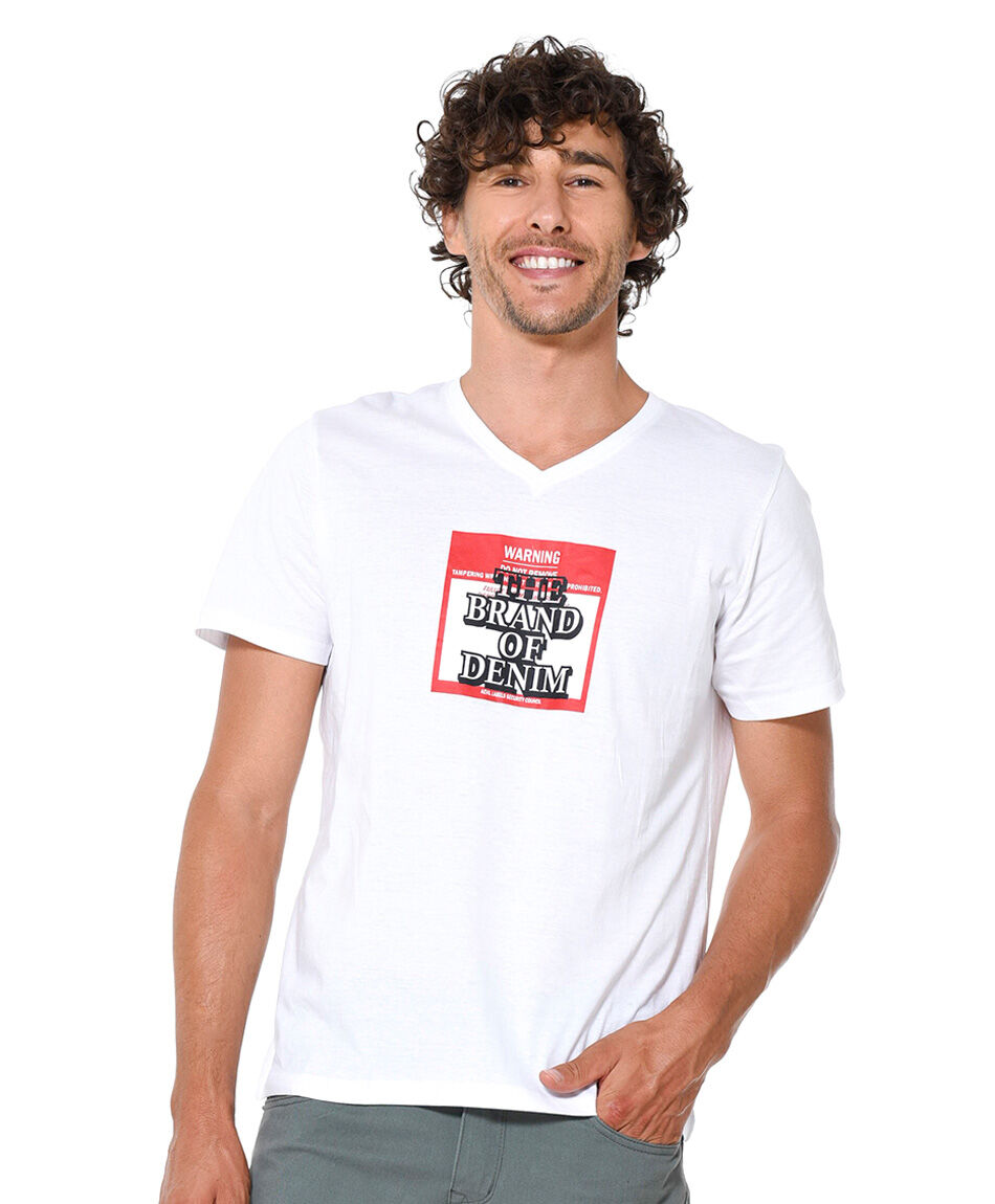 Polera estampada cuello v