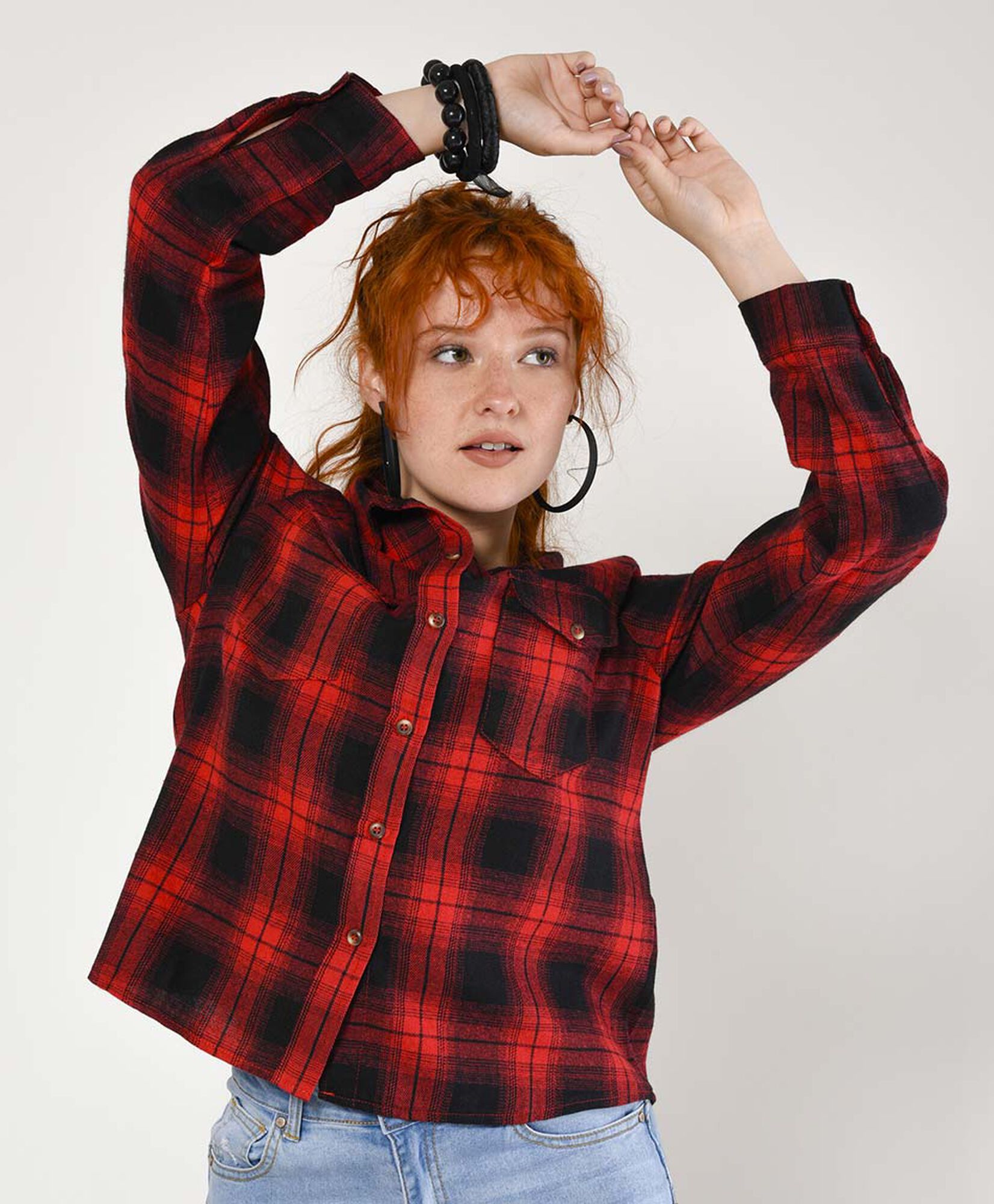 Blusa mujer escocesa TRICOT - Main Image