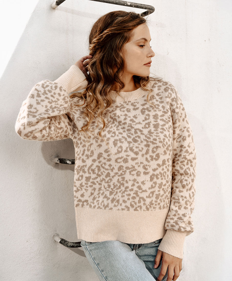 Sweater mujer jacquard animal print