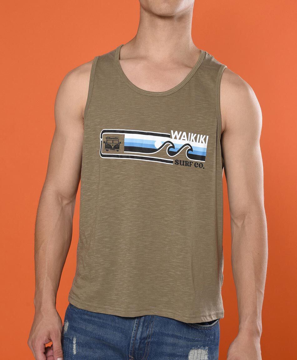 Polera sin mangas cuello redondo