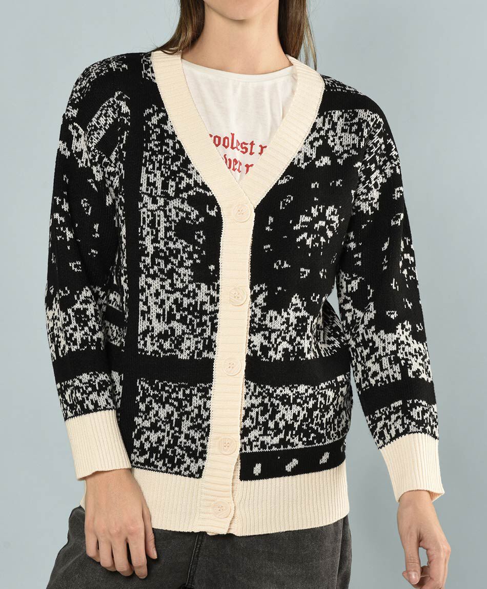 C&aacute;rdigan jacquard cuello en v