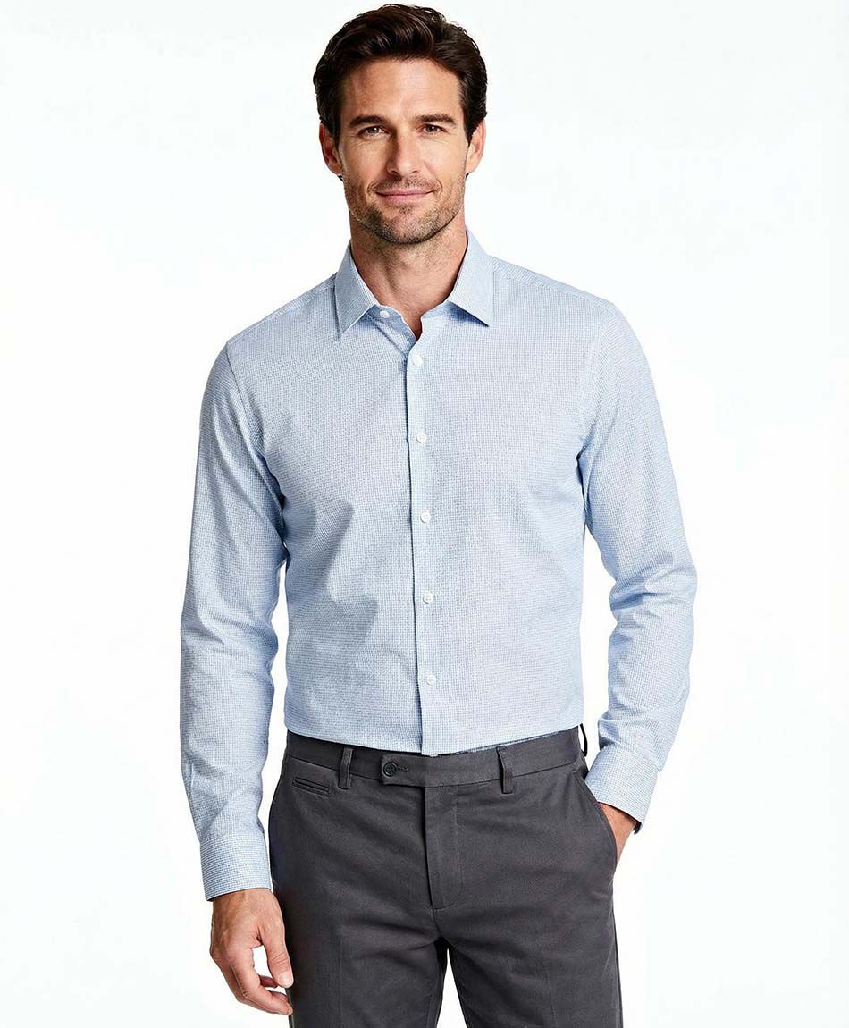 Camisa hombre manga larga lisa celeste