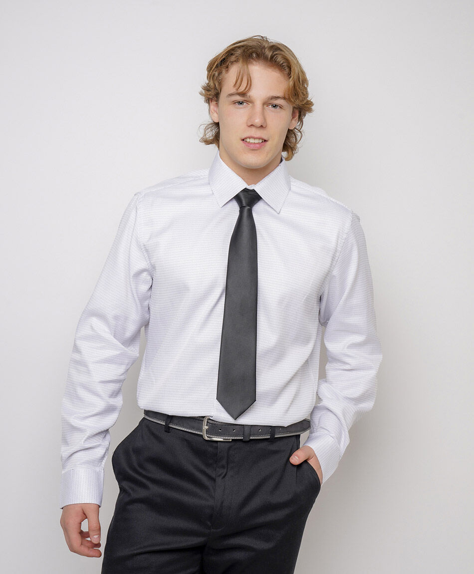Camisa hombre blanca puntitos