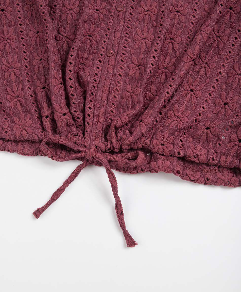 Polera mujer calada botones lazo