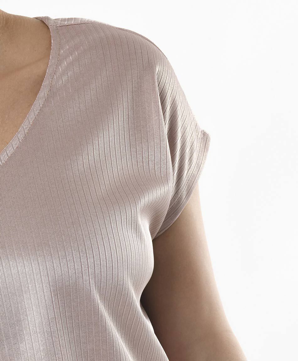 Polera mujer acanalada brillante