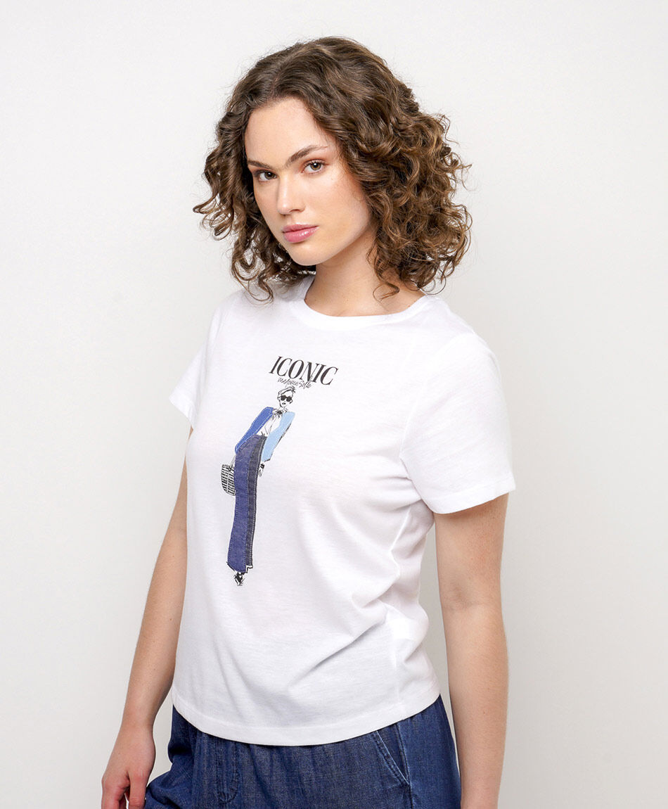 Polera mujer jeans bordado