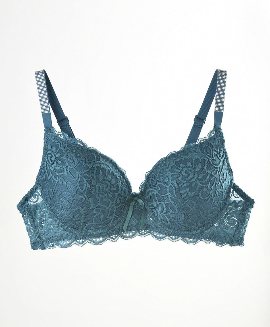 Sost&eacute;n mujer push up encajes brillos