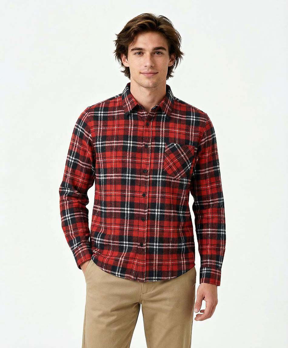 Camisa hombre franela roja