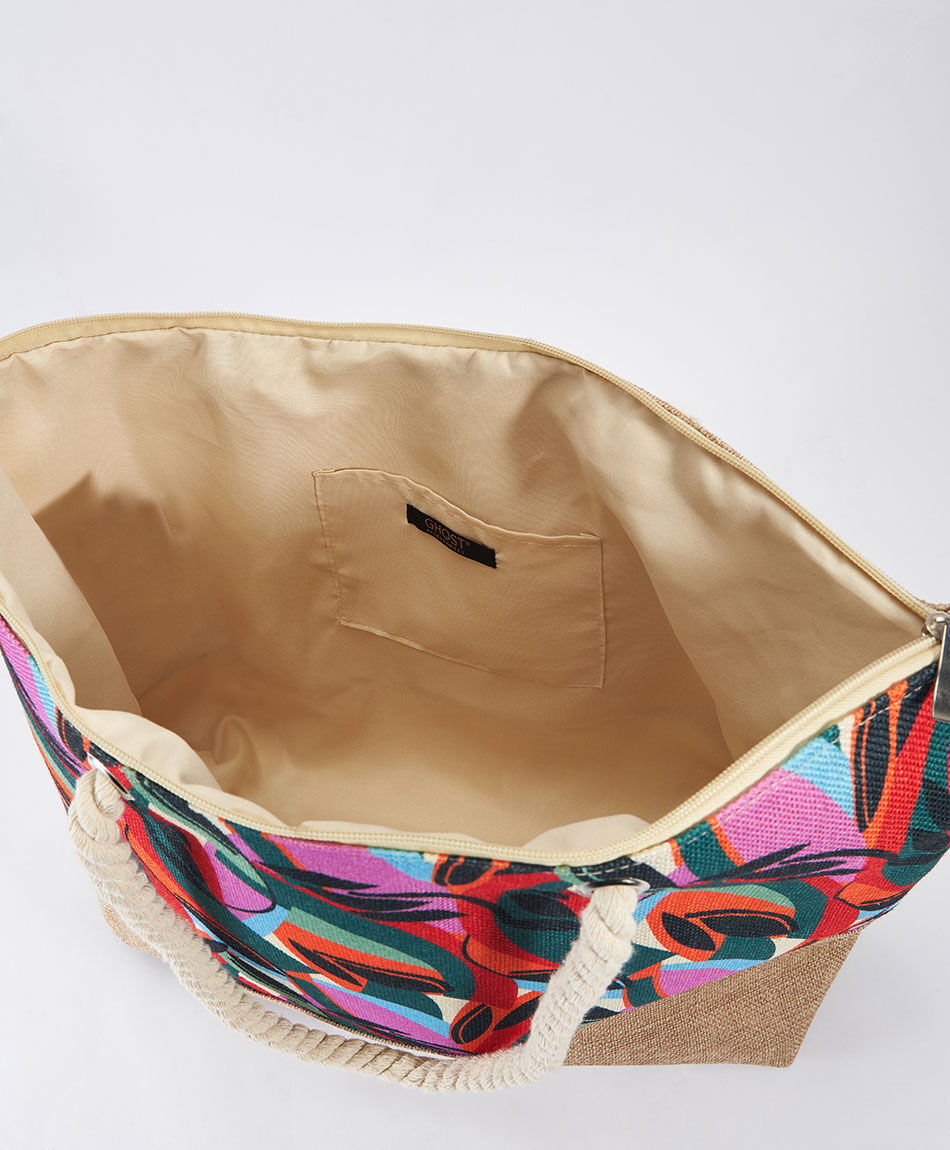 Bolso playa mujer hojas