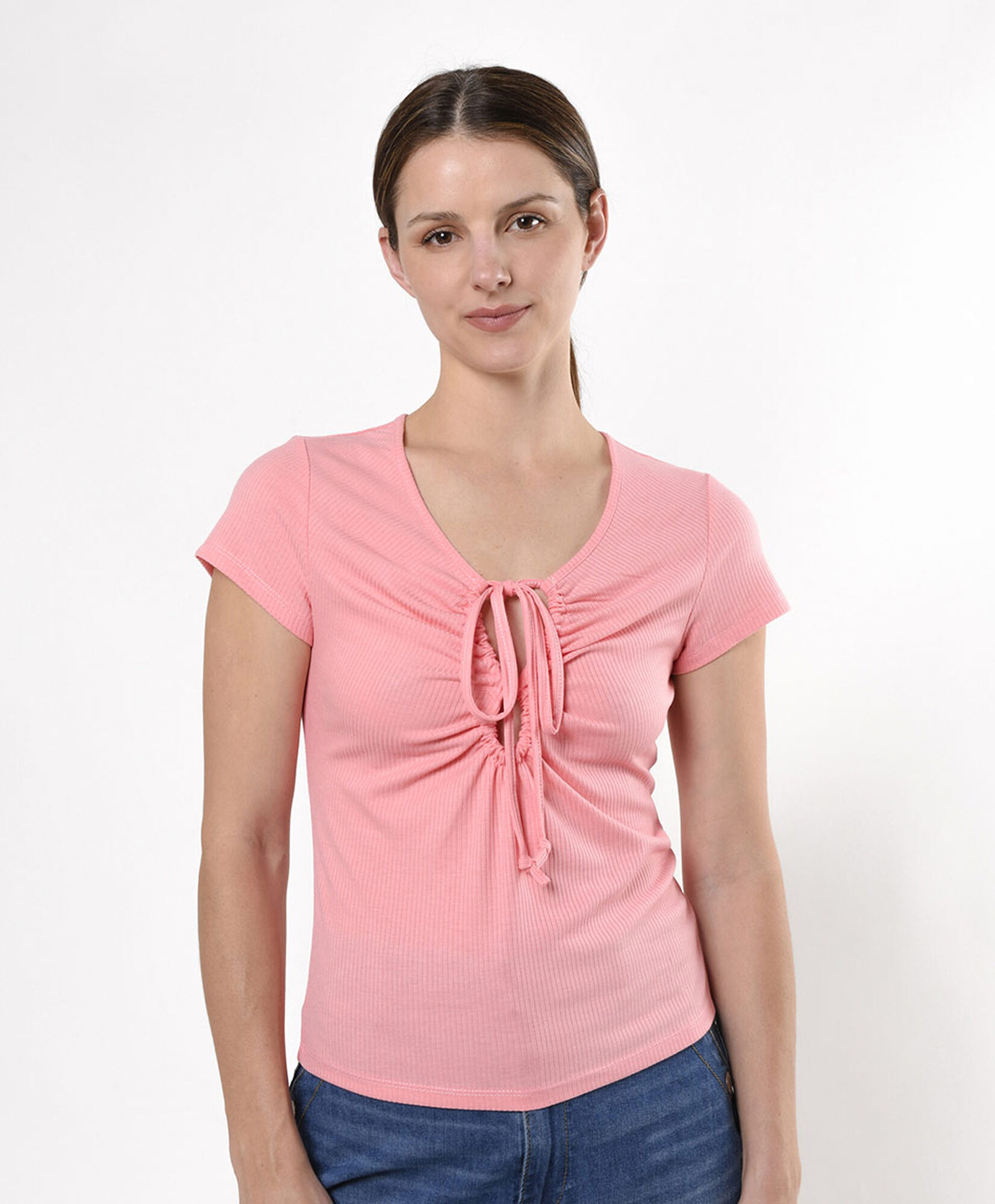 Polera mujer escote con lazo Polera mujer escote con lazo