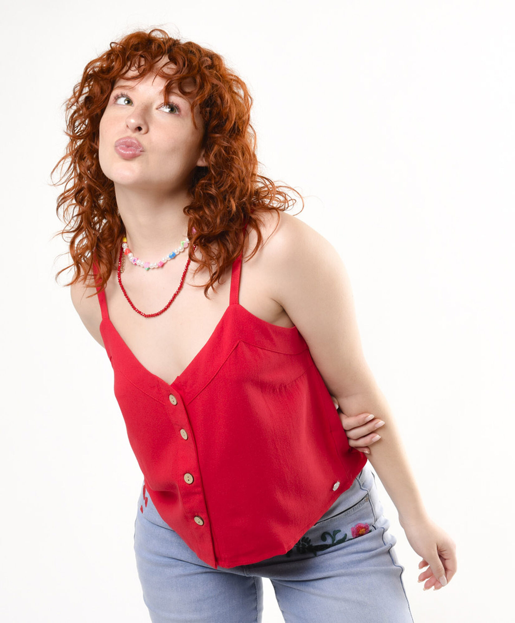 Blusa mujer roja botones Blusa mujer roja botones