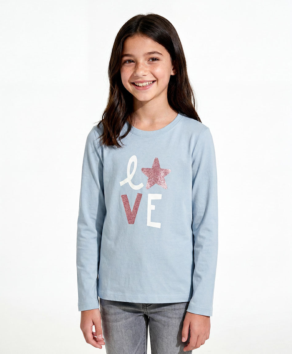 Polera ni&ntilde;a estampado love